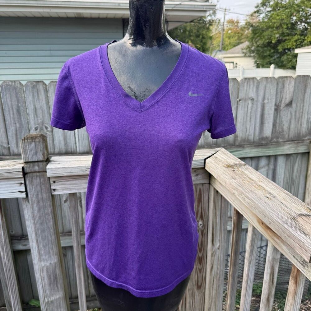 Nike Dri-FIT Purple V-Neck Athletic T-Shirt Size Large